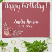 Rode Waterverf Roos Bloemen 80ste Verjaardag Theedoek (Gevouwen)