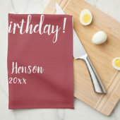 Rode Waterverf Roos Floral 50ste Verjaardag Theedoek (Quarter Fold)