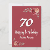 Rode Waterverf Roos Floral 70e verjaardag (Voorkant)