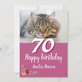 Rode Waterverf Roos Kat Foto 70e verjaardag (Voorkant)