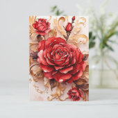 Rode Waterverf Roos Script stijl Kaart (Staand voorkant)