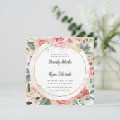 Rode Waterverf Rozen bruiloft Kaart (Staand voorkant)