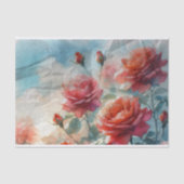  Rode Waterverf Rozen Decoupage Tissuepapier (Voorkant)