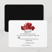 Rode Waterverf  Rozen Elegant Bloemen RSVP (Voorkant / Achterkant)
