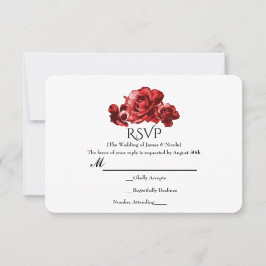 Rode Waterverf  Rozen Elegant Bloemen RSVP (Voorkant)