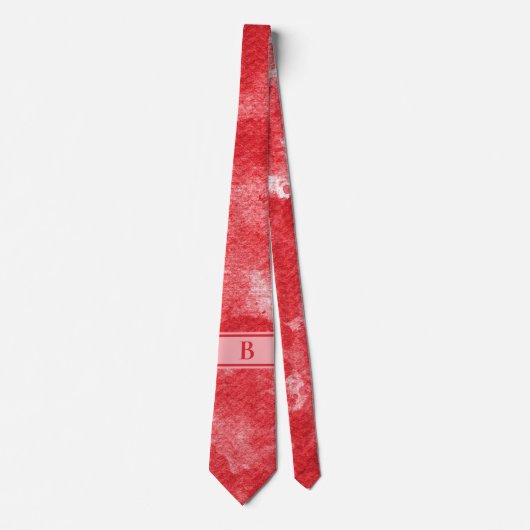 Rode Waterverf Splashes - Monogrammaticale Stropda Stropdas (Voorkant)