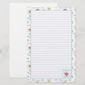 Rode Waterverf theepot blauw gevoerd Briefpapier (Voorkant / Achterkant)