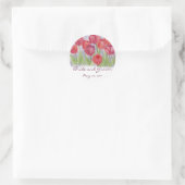 Rode Waterverf Tulpen Bruiloft Datum Bruid bruideg Ronde Sticker (Tas)