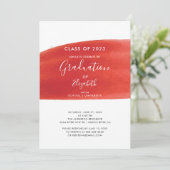 Rode Waterverf Uitnodiging van de GraduPartij van  (Staand voorkant)