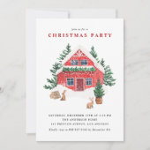 Rode Waterverf winterkerstfeest Kaart (Voorkant)