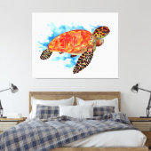 Rode Waterverf Zee Canvas Afdruk (Insitu (Slaapkamer))