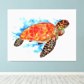 Rode Waterverf Zee Canvas Afdruk (Insitu (Houten vloer))