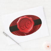 RODE WAX-SEAL MET BLACK STRIPE-Monogram Ovale Sticker (Envelop)