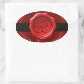 RODE WAX-SEAL MET BLACK STRIPE-Monogram Ovale Sticker (Tas)