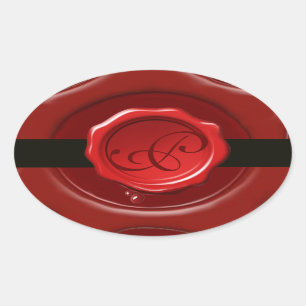 RODE WAX-SEAL MET BLACK STRIPE-Monogram Ovale Sticker
