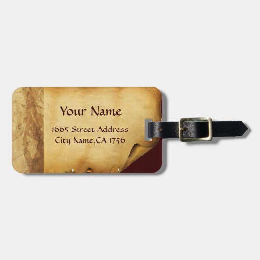 RODE WAX SEAL OUD PARCHMENT Monogram Bagagelabel (Voorkant horizontaal)