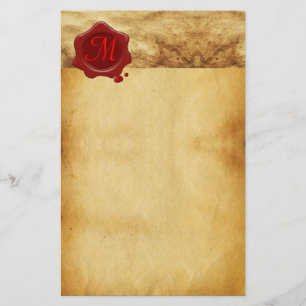 RODE WAX SEAL PARCHMENT Monogram Briefpapier