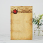 RODE WAX SEAL PARCHMENT Monogram Briefpapier (Staand voorkant)