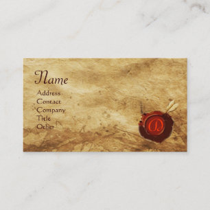 RODE WAX SEAL PARCHMENT Monogram Visitekaartje