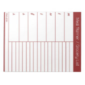 Rode weekse maaltijdplanner - Winkellijst Notitieblok (Voorkant)