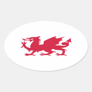 Rode Welshe Draak Ovale Sticker