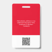 Rode Werknemer enorme Foto Qr Streepjescode Logo N Badge (Achterkant)