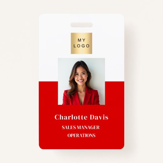 Rode werknemer foto-ID bedrijfsbeveiliging Badge (Voorkant)