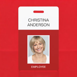 Rode werknemer - Naam Foto Zakelijk Werk Badge