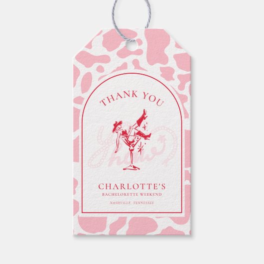 Rode-Westerse vrijgezellenfeest Cadeaulabel (Voorkant)