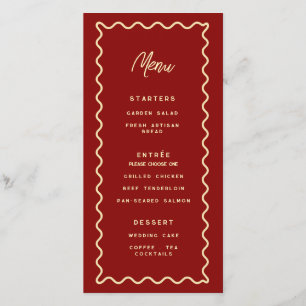 Rode Whimsical Retro Klasse trouwmenu