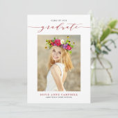 Rode Whimsical Script 2022 Foto Afstuderen Aankondiging (Staand voorkant)