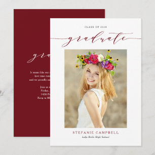 Rode Whimsical Script 2023 Foto Afstuderen Kaart