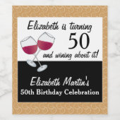 Rode wijn, 50ste verjaardagsfeestje wijn etiket (Enkel label)