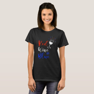 Rode wijn blauw 4 juli t-shirt
