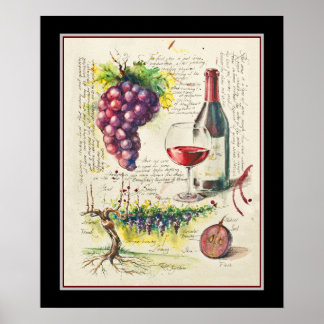 Rode wijn Botanisch Poster