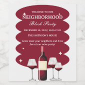 Rode Wijn Buurt Block Party Wijn Etiket (Enkel label)