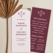 Rode Wijn Eenvoudige Boho Bloemen Huwelijk Program