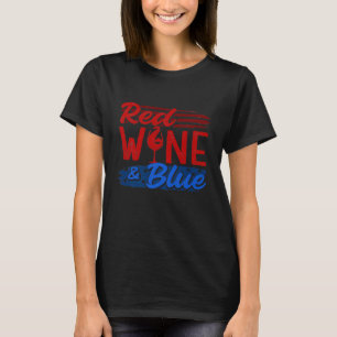 Rode wijn en blauw 4 juli Amerikaanse Drink PA T-shirt