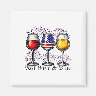 Rode wijn en blauwe 4 juli wijn Glas Amerikaanse U Magneet
