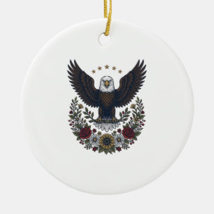 Rode wijn en blauwe patriottische wijnliefhebber keramisch ornament
