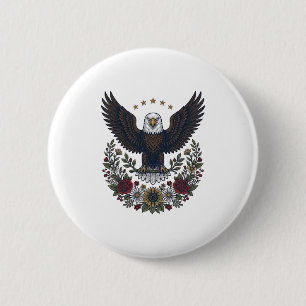 Rode wijn en blauwe patriottische wijnliefhebber ronde button 5,7 cm