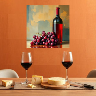 Rode wijn en druiven canvas afdruk