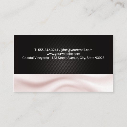 Rode wijn en druivenemmer | Zijden draperie Visitekaartje (Achterkant)