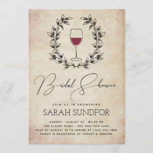 Rode wijn en Laurel Wreater  Vrijgezellenfeest Kaart