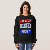 Rode wijn en miauw Drink 4 juli Pride Ameri Trui (Voorkant volledig)