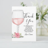 rode wijn , floral , dank je wel bedankkaart (Staand voorkant)