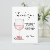 rode wijn , floral , dank je wel kaart (Staand voorkant)