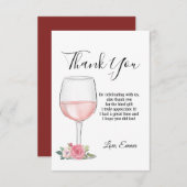 rode wijn , floral , dank je wel kaart (Voorkant / Achterkant)