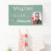 Rode Wijn Glas 70e Verjaardagsfeest Foto Spandoek (Insitu)