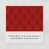 Rode Wijn Glas Icoon | Witte Stof Rode Bekleding Vierkante Visitekaartje (Achterkant)